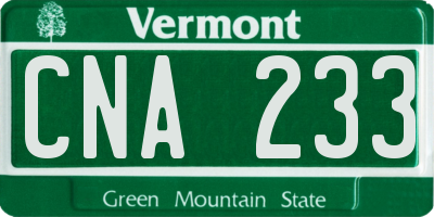 VT license plate CNA233
