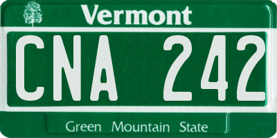 VT license plate CNA242