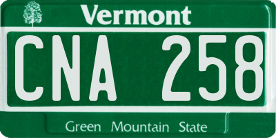 VT license plate CNA258