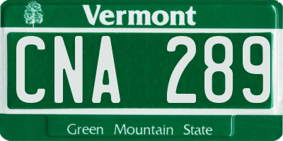 VT license plate CNA289