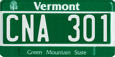 VT license plate CNA301