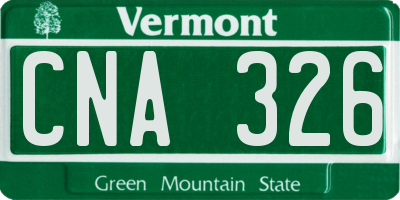 VT license plate CNA326