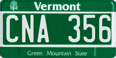 VT license plate CNA356