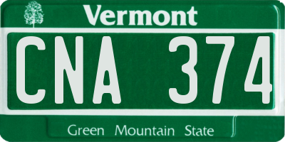 VT license plate CNA374