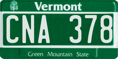 VT license plate CNA378