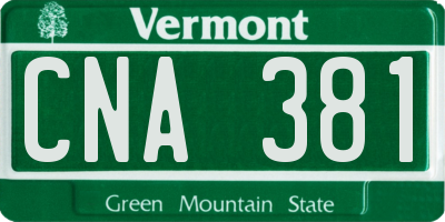 VT license plate CNA381