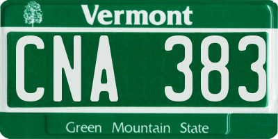 VT license plate CNA383