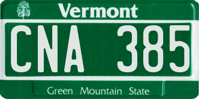 VT license plate CNA385