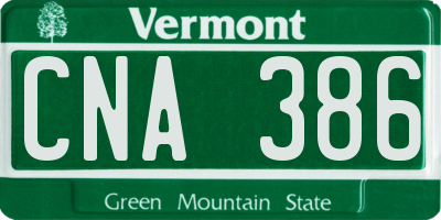 VT license plate CNA386