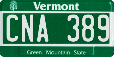 VT license plate CNA389