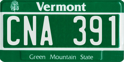 VT license plate CNA391