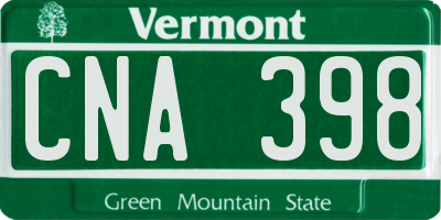 VT license plate CNA398