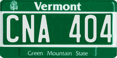 VT license plate CNA404