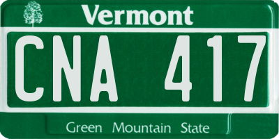 VT license plate CNA417
