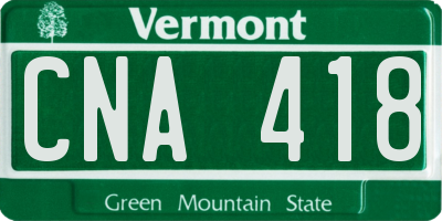 VT license plate CNA418