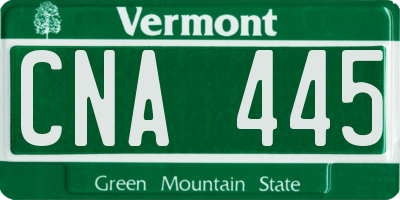 VT license plate CNA445