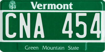 VT license plate CNA454