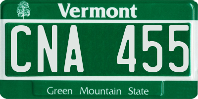 VT license plate CNA455