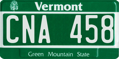 VT license plate CNA458