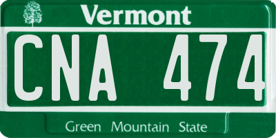 VT license plate CNA474