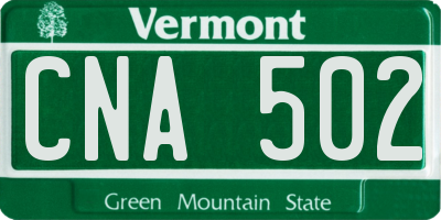VT license plate CNA502