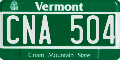 VT license plate CNA504