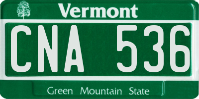 VT license plate CNA536