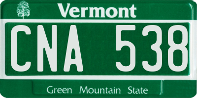 VT license plate CNA538