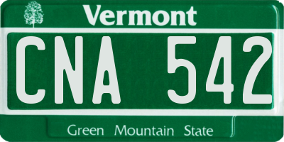 VT license plate CNA542