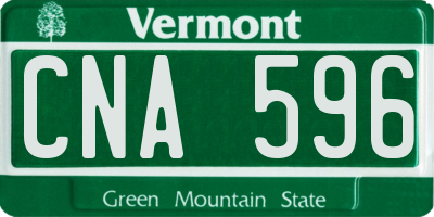 VT license plate CNA596