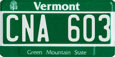 VT license plate CNA603