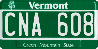 VT license plate CNA608