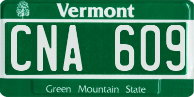 VT license plate CNA609