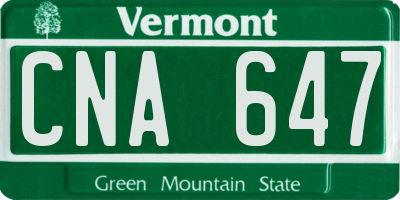 VT license plate CNA647