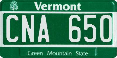 VT license plate CNA650
