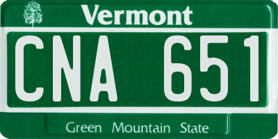 VT license plate CNA651