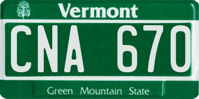 VT license plate CNA670