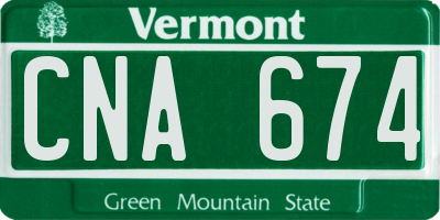 VT license plate CNA674