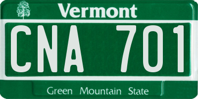 VT license plate CNA701