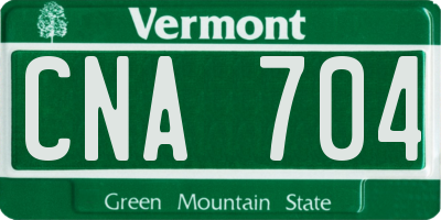 VT license plate CNA704