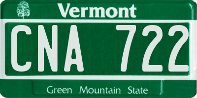 VT license plate CNA722