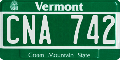 VT license plate CNA742