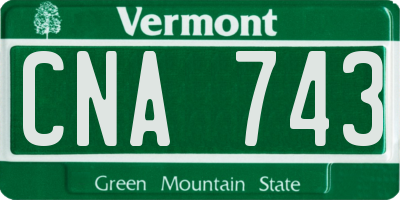 VT license plate CNA743