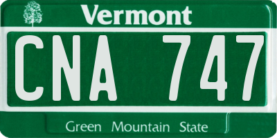 VT license plate CNA747
