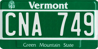 VT license plate CNA749