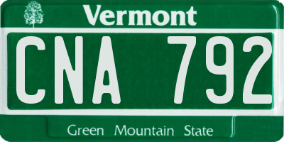 VT license plate CNA792