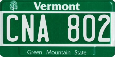VT license plate CNA802