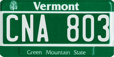 VT license plate CNA803