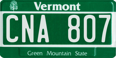VT license plate CNA807