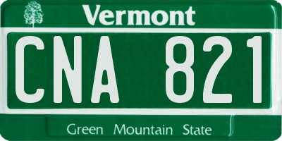 VT license plate CNA821